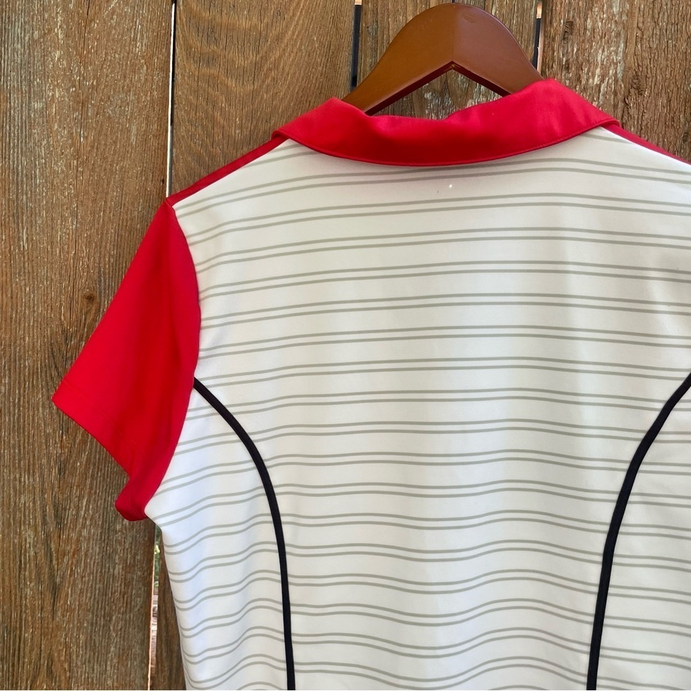 CHICOS ZENERGY GOLF Women’s Red White Striped Short Sleeve Polo Shirt Size 1X - Picture 9 of 11